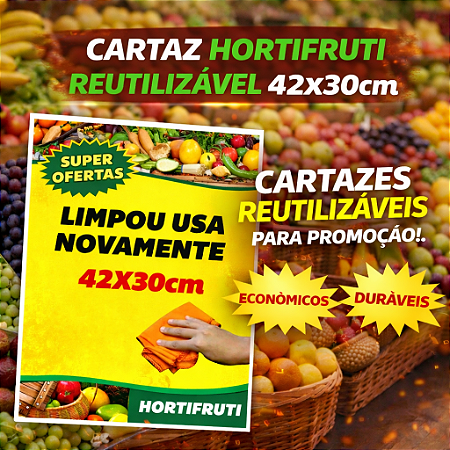 Cartaz Oferta Reutilizável - 42x30cm - HORTIFRUTI - Pode usar novamente