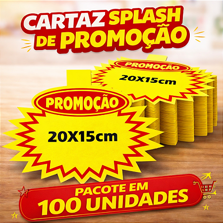 Splash Cartaz PROMOÇÃO Supermercado 20x15cm - 100 unidades