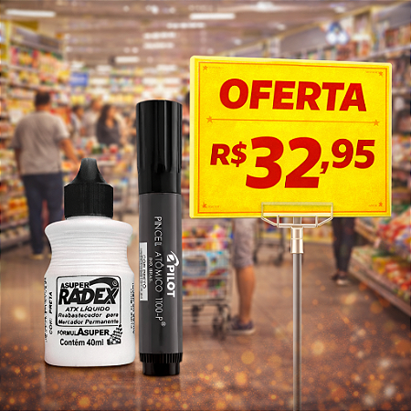 CANETÃO CARTAZISTA - Caneta para Cartaz + Tinta REPOSIÇÃO - Preto e Vermeho