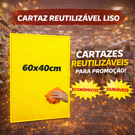 Cartaz De Oferta AMARELO LISO 60x40cm - Reutilizável - Pode Apagar