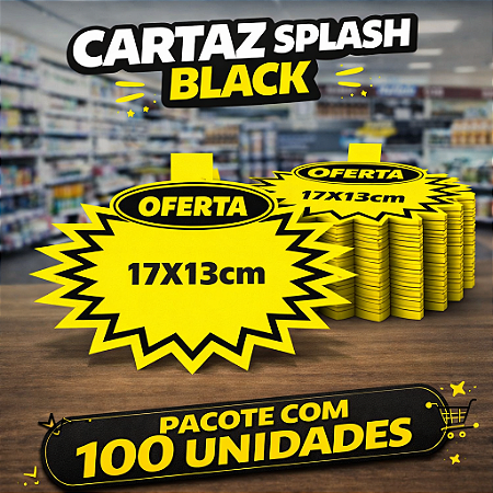 Splash Cartaz Oferta BLACK Supermercado 17x13cm - 100 unidades
