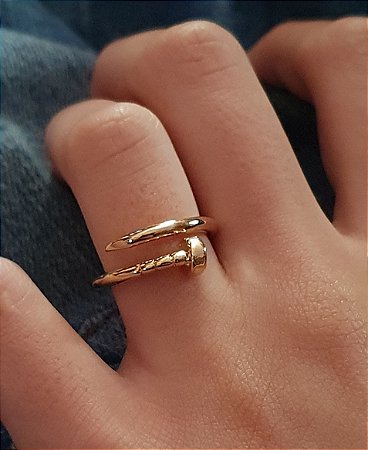 ANEL AJUSTAVEL PREGO BANHADO A OURO 18 K