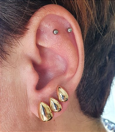 BRINCO TRIO GOTAS BANHADO A OURO 18 K