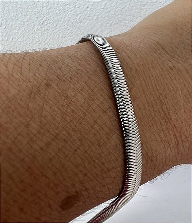 PULSEIRA / TORNOZELEIRA SNAKE EM AÇO INOX 4MM X 21 CM