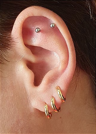 BRINCO TRIO ARGOLA P BANHADO OURO 18 K - ARGOLINHA