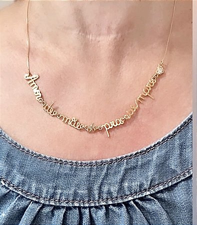 COLAR AMOR DE MAE E PRA SEMPRE BANHADO A OURO 18 K