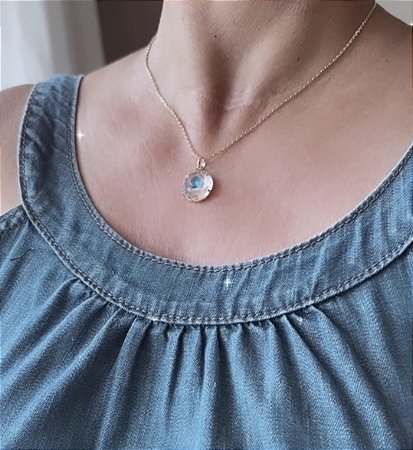 COLAR OLHO GREGO CRISTAL BANHADO A OURO 18 K