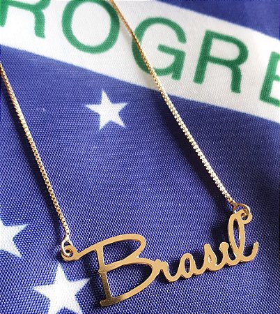 COLAR BRASIL BANHADO A OURO 18 K