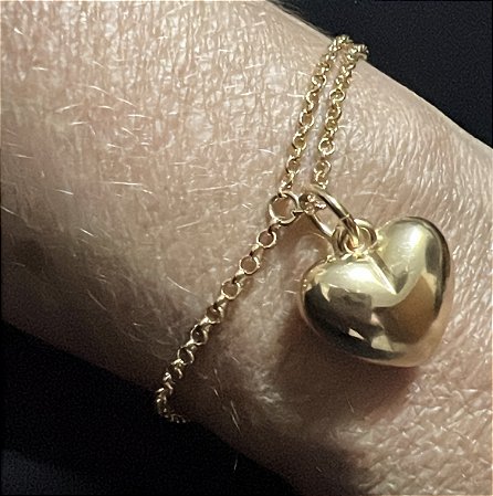 PULSEIRA COM PINGENTE DE CORAÇAO BANHADA A OURO 18 K