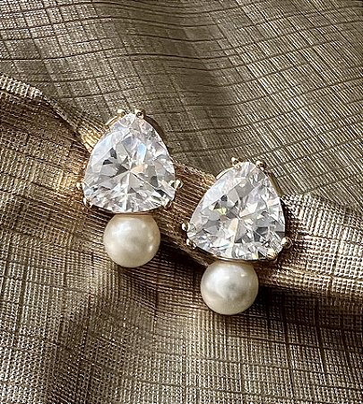 BRINCO ZIRCONIA E PEROLA BANHADO A OURO 18 K OU PRATA