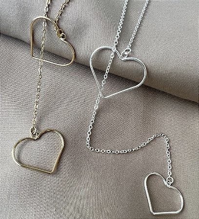 COLAR GRAVATINHA CORAÇAO BANHADO A OURO 18 K OU PRATA