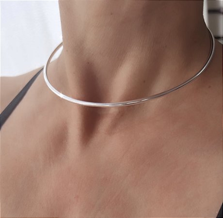 COLAR ARO TUBULAR BANHADO A PRATA