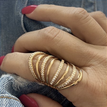 ANEL AROS BANHADO A OURO 18 K