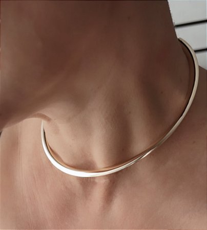 COLAR ARO TUBULAR 7MM BANHADO A OURO 18 K