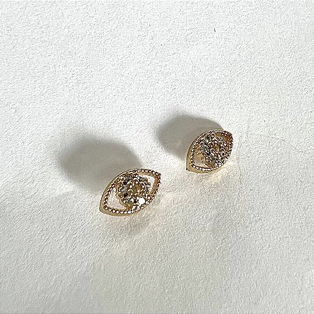 BRINCO OLHO GREGO COM ZIRCONIAS BANHADO A OURO 18K