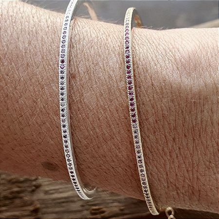 PULSEIRA BRACELETE RIVIERA COLORIDA BANHADA A OURO 18 K OU PRATA