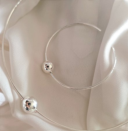 CONJUNTO ARO E BRACELETE COM BOLA BANHADO A OURO 18 K OU PRATA