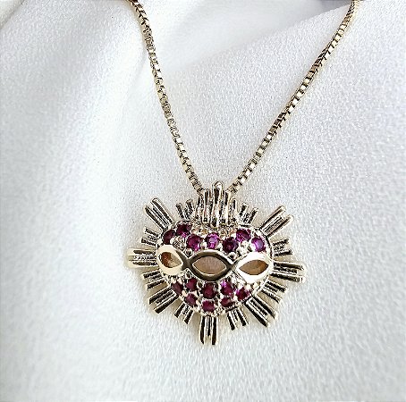 COLAR SAGRADO CORAÇAO DE JESUS BANHADO A OURO 18 K