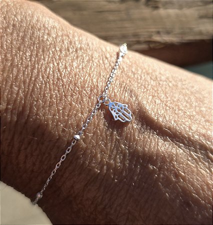 PULSEIRA MAO DE FATIMA EM PRATA 925 - HAMSA