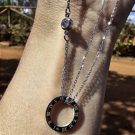 COLAR INSPIRED COM ZIRCONIA EM AÇO INOX