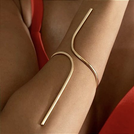 PULSEIRA BRACELETE TUBULAR PONTAS BANHADA A OURO 18K - AJUSTAVEL
