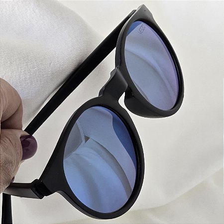 OCULOS SOLAR COM PROTEÇÃO UV - REDONDO ESPELHADO AZUL