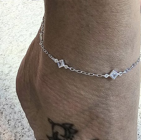 TORNOZELEIRA COM ZIRCONIAS EM PRATA 925
