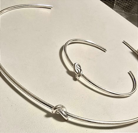 CONJUNTO ARO E PULSEIRA BRACELETE NOZINHO BANHADO A OURO 18 K OU PRATA