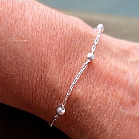 PULSEIRA BOLINHAS EM PRATA 925 CORRENTE CARTIER