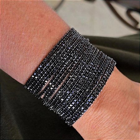 PULSEIRA AJUSTAVEL RIVIERA BANHADA A RODIO NEGRO - KIT COM 20