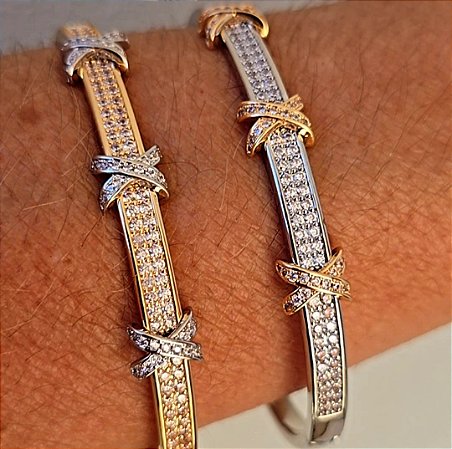 PULSEIRA BRACELETE INSPIRED X BANHADO A OURO 18 K OU RODIO