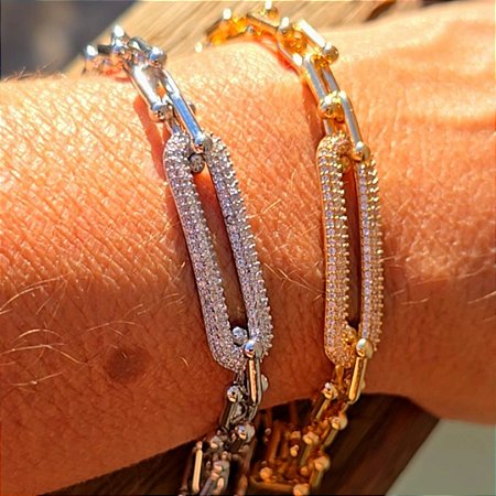 PULSEIRA INSPIRED  FECHO T BANHADO A OURO 18 K OU RODIO