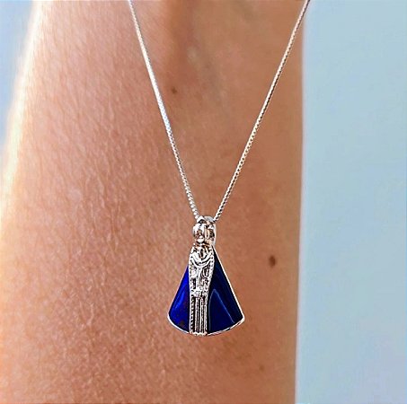 COLAR NOSSA SENHORA APARECIDA ESMALTADA BANHADO A RODIO