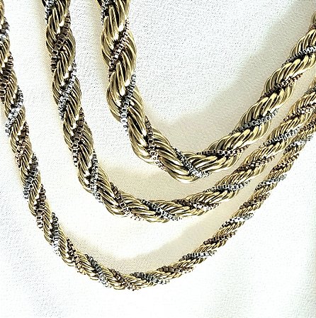 COLAR CORDAO BAIANO TRES BANHOS EM AÇO - 4MM 5MM 7MM