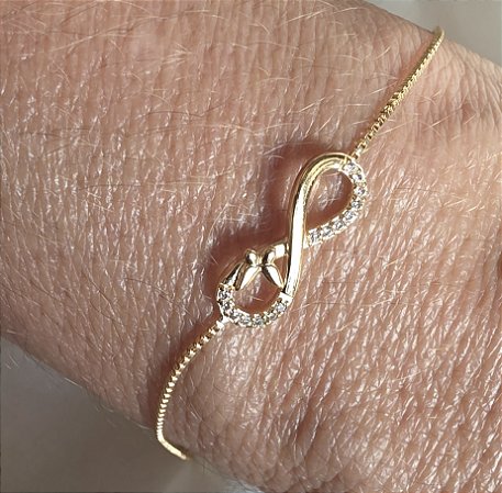 PULSEIRA INFINITO COM ZIRCONIAS BANHADA A OURO 18K