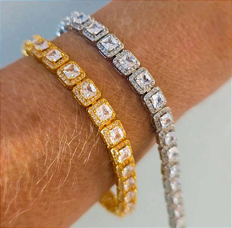 PULSEIRA RIVIERA BANHADA A OURO 18 K OU RODIO