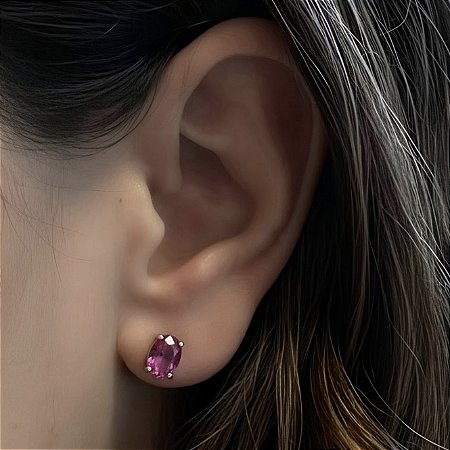 BRINCO COM ZIRCONIA PINK BANHADO A RODIO