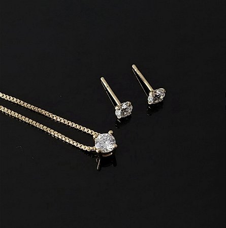 CONJUNTO PONTO DE LUZ BANHADO A OURO 18 K