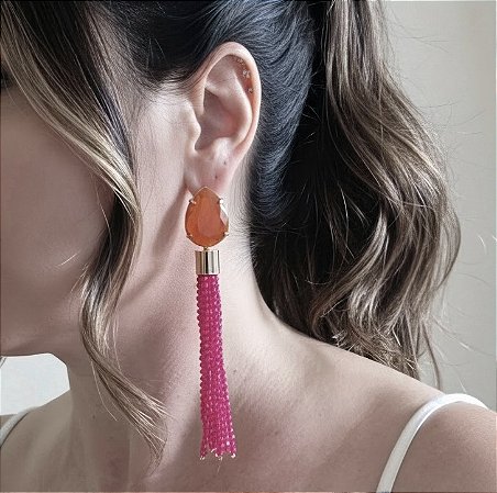 BRINCO TASSEL COM MICANGAS BANHADO A OURO 18 K