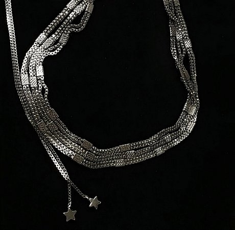 COLAR CHOKER TRIPLO AJUSTAVEL BANHADO A RODIO