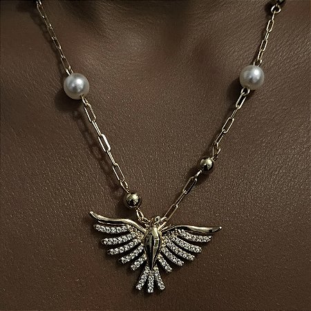 COLAR DIVINO EM PEROLAS E BOLINHAS BANHADO OURO 18 K