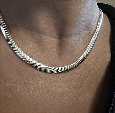 COLAR CHOKER LACRAIA BANHADO A RODIO - 6MM