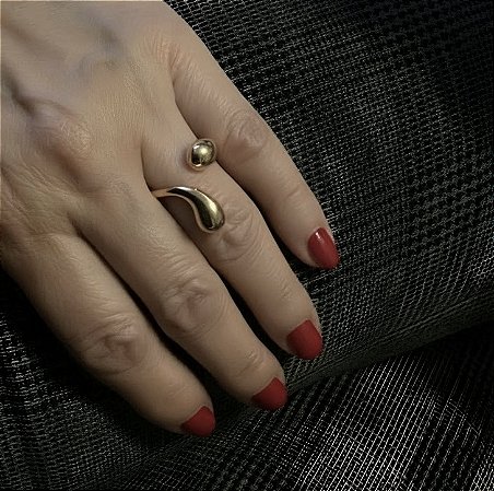 ANEL AJUSTAVEL GOTAS BANHADO A OURO 18 K
