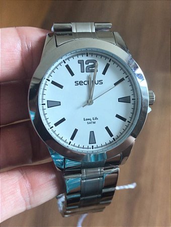 Relógio Seculus masculino analógico todo em aço com caixa cromada. -  Adriana Mol Acessórios