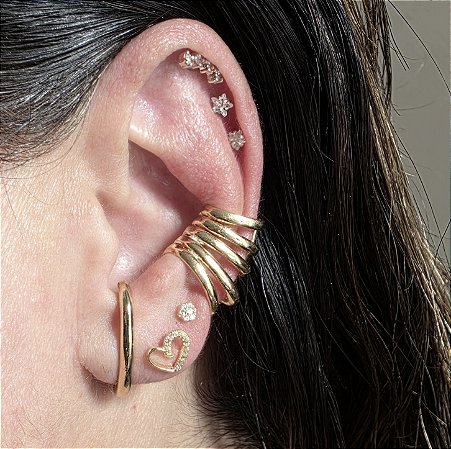 BRINCO EAR HOOK LISO BANHADO A OURO 18 K OU RODIO