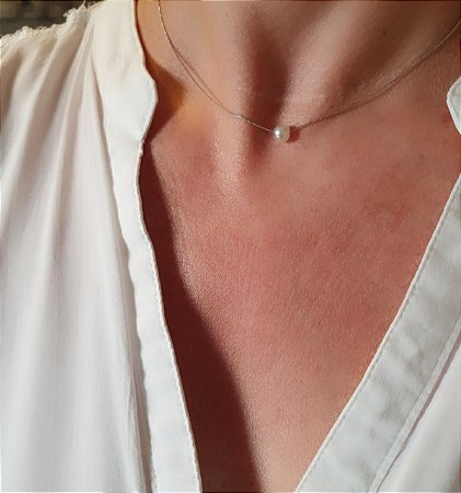 COLAR PEROLA BANHADO A OURO 18 K OU RODIO