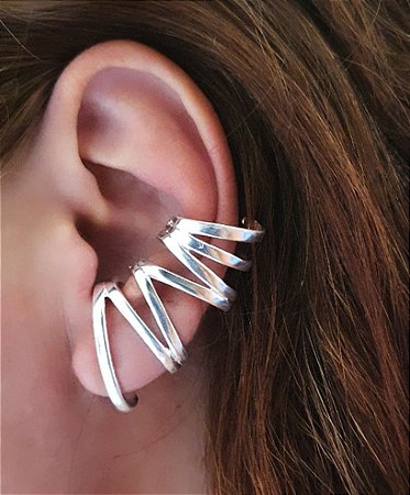 BRINCO EAR CUFF TIRAS BANHADO A OURO 18 K OU RODIO