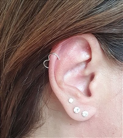 BRINCO  PIERCING VERDADEIRO CORAÇAO EM PRATA 925