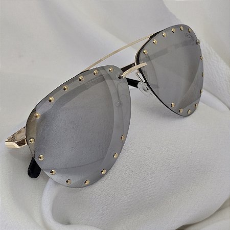 OCULOS SOLAR COM PROTEÇÃO UV AVIADOR ESPELHADO COM DETALHES