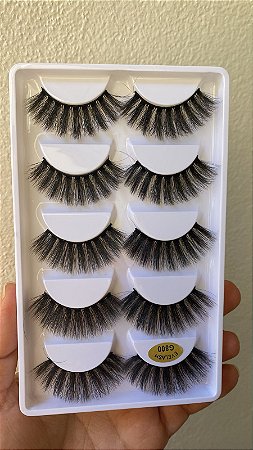 Cartela com 5 pares Cílios Postiços 3D G800